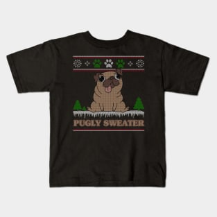 Pugly Sweater Ugly Christmas Sweater Funny Pug Kids T-Shirt